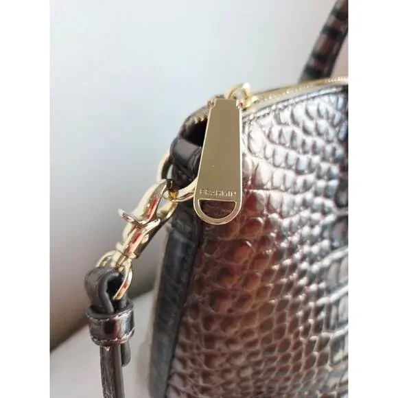 Brahmin Duxbury Satchel Petrol Magnus Croc Embossed Leather Bag Strap Dust Bag - Picture 12 of 16